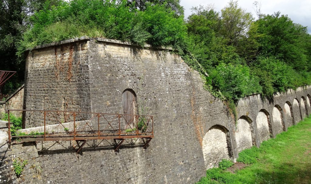 The ravelin and the counterscarp wall  (outer wall of the ditch)