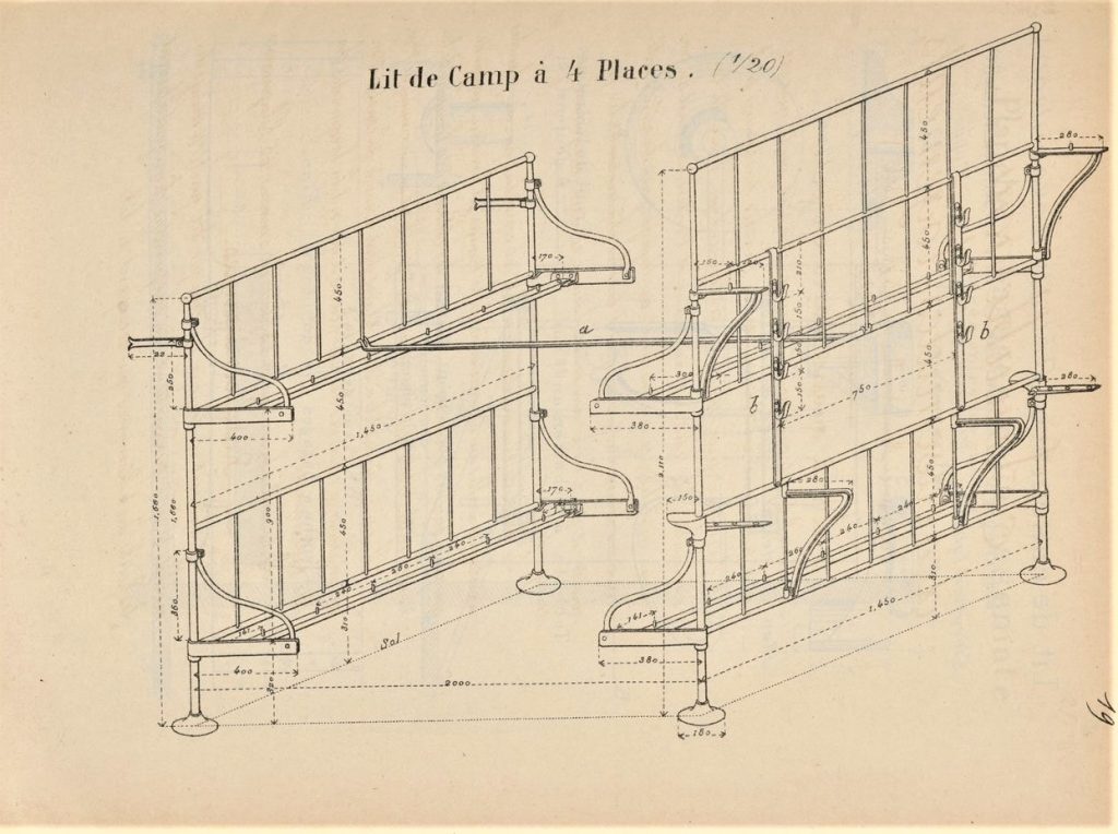 lit à 4 places école d'application de l'Artillerie et du Génie - Goetschy -1884)