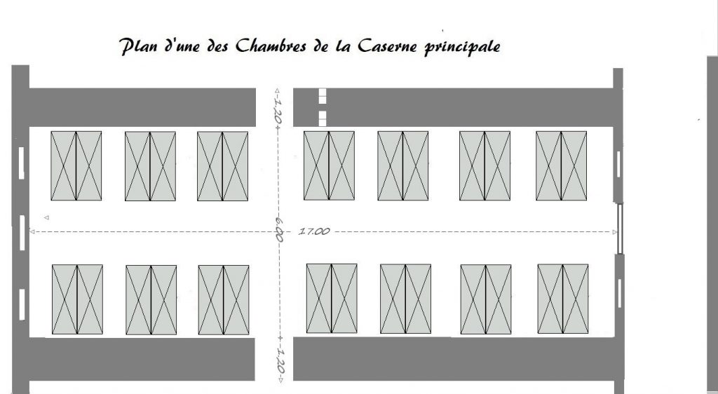 Plan d'une chambrée au Fort de Bron