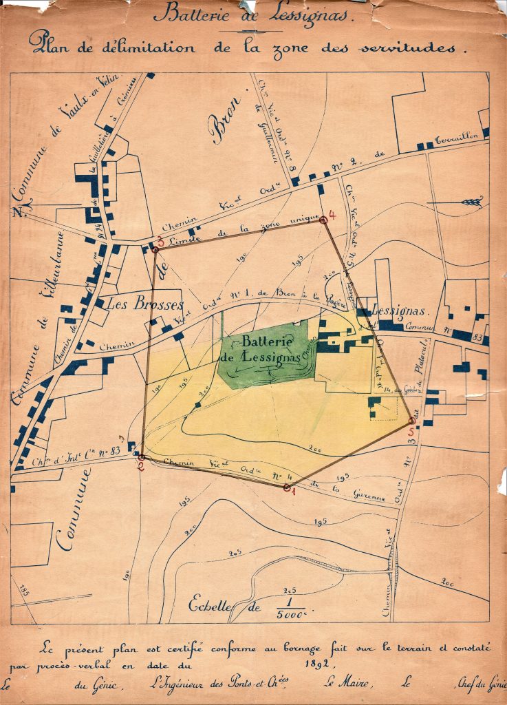 Plan de la zone des servitudes de la batterie de Lessivas.