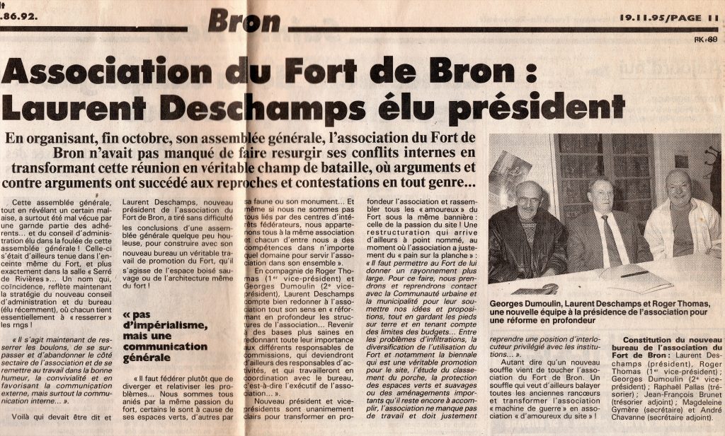 Laurent Deschamps, élu Président de l'Association du Fort de BRON