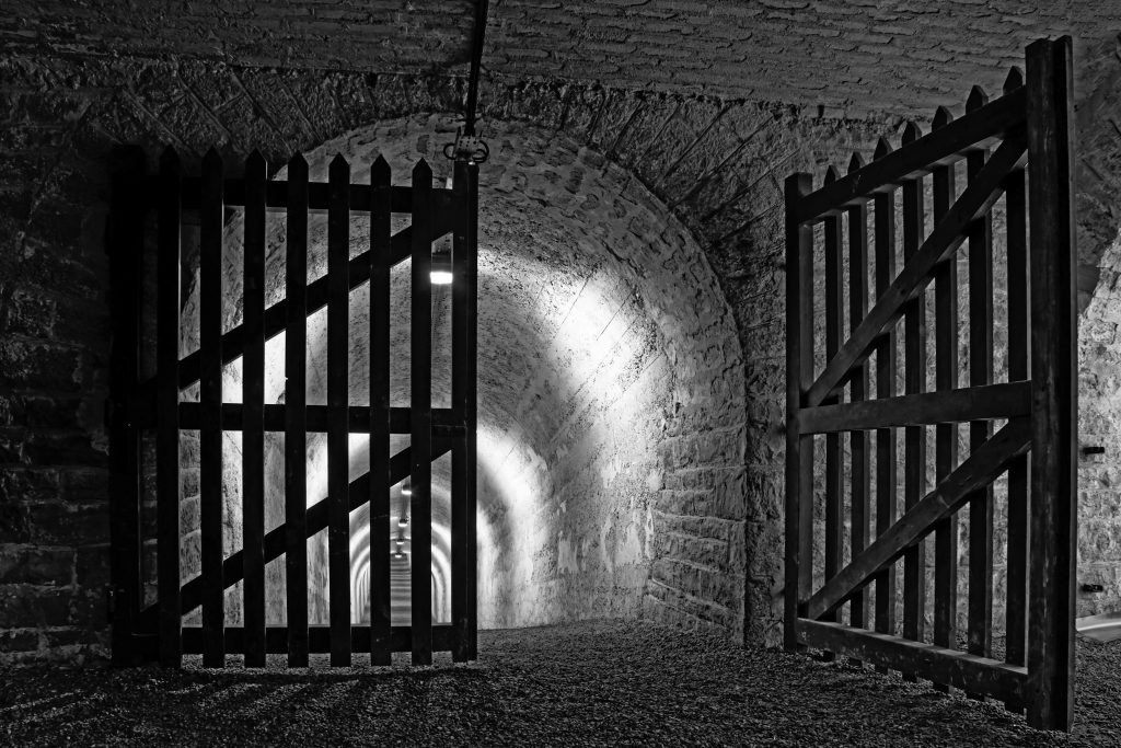  le grand tunnel, descente à la caponnière. Fort de Bron