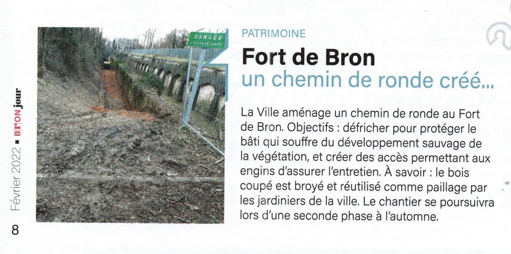 Aménagement du chemin de ronde du fort de Bron - février 2022 B[r]ONjour