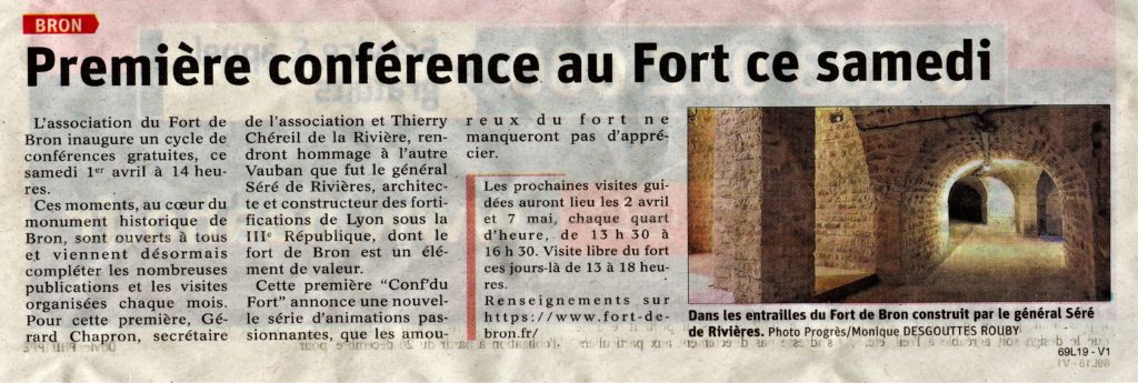 Annonce de la conférence du 1er avril 2023 Gérard Chapron - Thierry de la Rivières