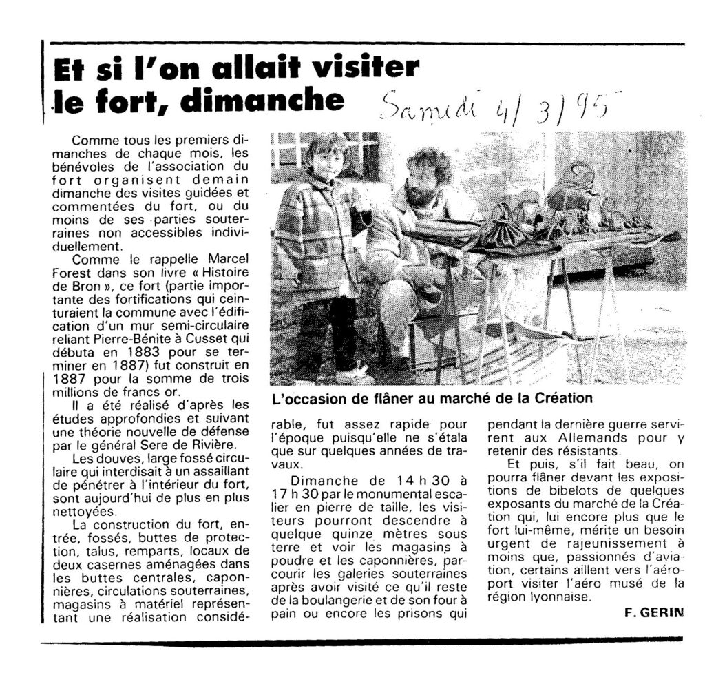 Mars 1995 Marché de la création au Fort de Bron