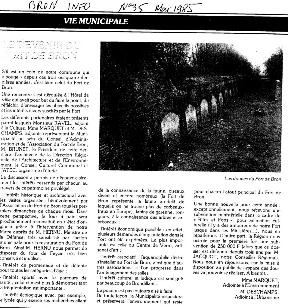 Vie Municipale mai 1985 Fort de Bron